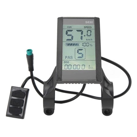 LCD-skærmpanel 24V 36V 48V S830 med 5-benet vandtæt stik til elcykel og scooter