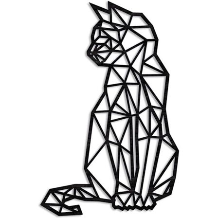 1 st panel: Katt 40 x 30 cm i svart - Metallväggdekor - Dekorativ