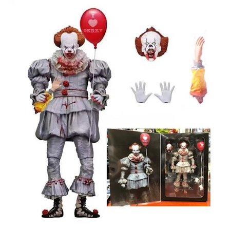 Med LED-lys NECA Stephen King's Pennywise Joker Klovn PVC Action Figur Model Legetøj Horror Dukke Samling Gave Til Børn
