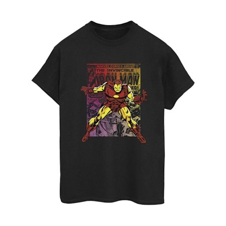 Marvel Womens/Ladies Iron Man Gradient Comic Cotton Boyfriend T