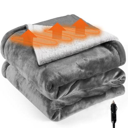 12V Varmetæppe til Bil 150×100 cm, Blødt El-tæppe til Vinter, Rejser & Camping i Bilen_TF_TF