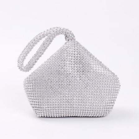 Rhinestone bryllup sølv tote stor delikat cocktail clutch taske