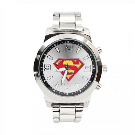 Superman Klassisk Logo Silver Analog Klocka med Metallarmband