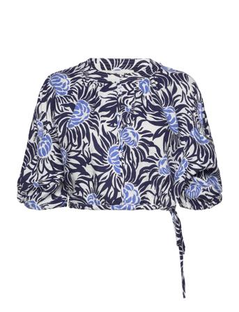 Dvf Dario Top Crop Tops Short-sleeved Crop Tops Marineblå Diane Von Furstenberg*Betinget Tilbud
