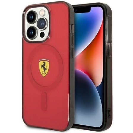 Ferrari FEHMP14LUKR iPhone 14 Pro 6.1" punainen/punainen kovakotelo Translucent Magsafe läpikuultava
