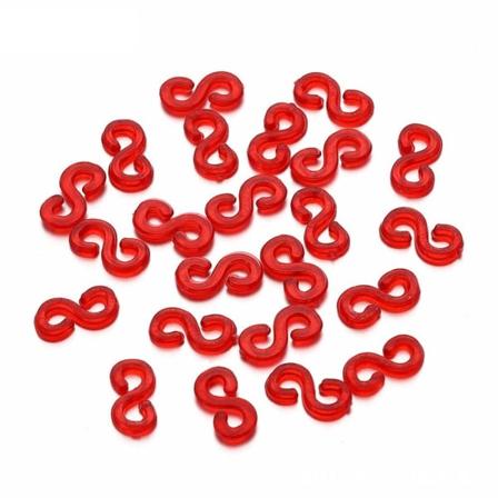 1000 stk Plast S Clips Gummibåndspenne RØD Red