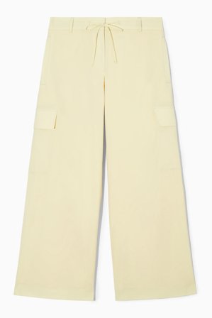 COS Women's Wide-Leg Wool Cargo Trousers in Yellow