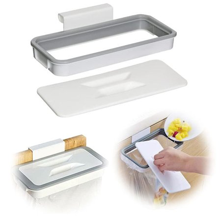 (1 Pack) Bärbar sopsäckshållare, sopsäckshållare med lock, Hangi