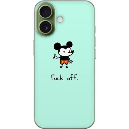 Yhteensopiva Puhelinkuori Apple iPhone 17 Provokatiivinen piirretty hiiri kuvaus teksti "fuck off" minimalistisella huumorilla ja kapinallisella suunn