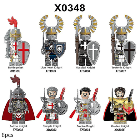 8 stk./sæt Middelalderlige Ridder Actionfigurer Byggeklodser Kamp Præst Patron Ridder Samling Minifigurer Samleobjekter Legetøj Børn Fans 