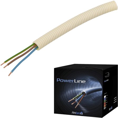 Pipelife FK PowerLine Kabel Traktater, PVC og halogenfri 3G1,5 mm², 16 mm x 100 m, Forbindelsesudstyr & kabler