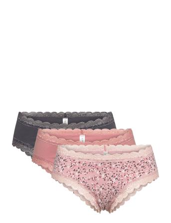 Brief 3 Pk Emelie Brz Flower Lingerie Panties Brazilian Panties Vaaleanpunainen Lindex