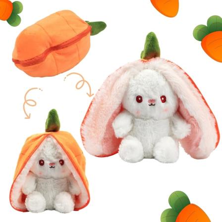 Reversibel gulerod floppy øre kanin bamse med lynlås, sød magisk plys legetøj kanin blød squishy plys gave til børn piger, orange, 10''