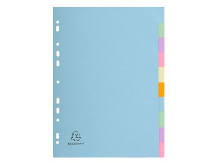 Exacompta Tom avdelare, Forever , presspan, 10 delar, A4, olika pastellfärger - Lyreco - Kontorsmaterial - Pärmar och register - Pappersregister