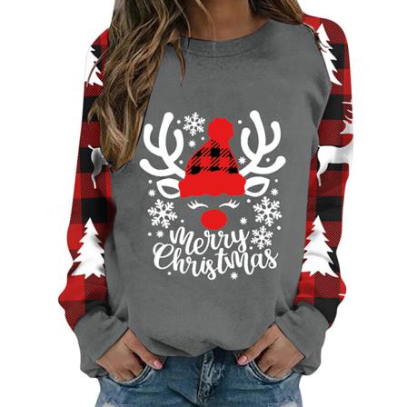 Printed Tröja För Kvinnor Med Brevtryckt Jultröja