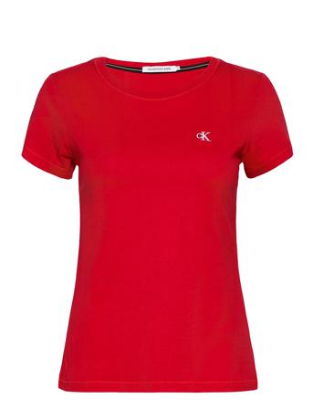 Ck Embroidery Slim Tee T-shirt Top Rød Calvin Klein Jeans