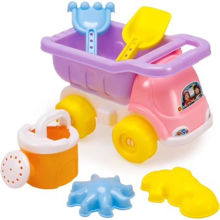 Lastebil Strandleker Sett Sandkasseleker Med Lastebil, Vannkanne, Spade, Sandformer, Utendørs Vann- Og Sandleker Sandkasseleker For Barn Småbarn