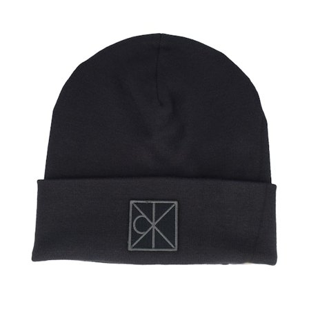 Calvin Klein - Schwarz cuff Mütze - Emblem Patch Fine Rib Beanie Black Cuff @ Hatstore
