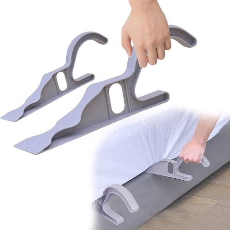 Madrassløft, 2 stykker ergonomiske madrassløftere, madrassløfteværktøj til sengetøj - sammenfoldeligt lagen grå