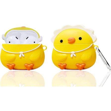 /#/(Liten Gul Kyckling) för Airpods 1/2 Mjukt Silikonfodral, 3D Cu/#/