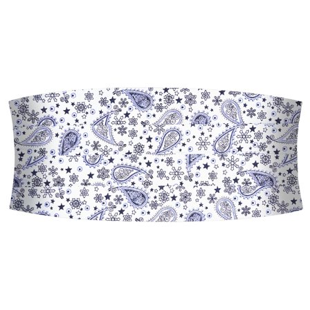 White & Blue Paisley Pattern Silk Cummerbund for Men - Cummerbunds
