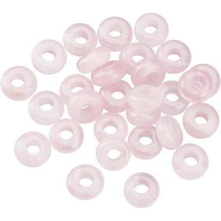 30 stk. Naturlige Rose Quartz Perler Naturlige Edelstensperler Store Hullperler Rondelle Løse Perler Hårperler for DIY Håndverk Halskjede Armbånd 
