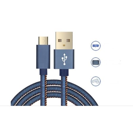 Denimklädd micro-USB kabel - 0,25m