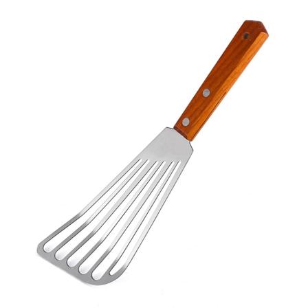 Rustfritt stål spatel med hull - Vender steking fisk, kjøtt egg pannekake. Skråkantet design