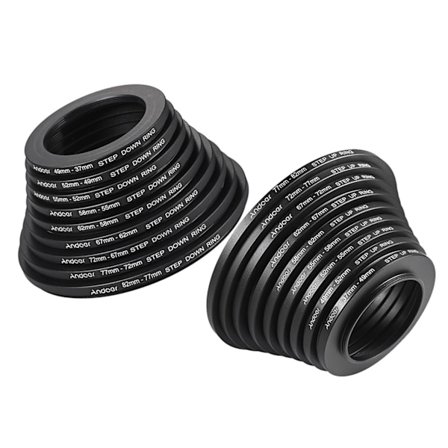 Andoer 18 stk. 37-49-52-55-58-62-67-72-77-82mm Step Up / Step Down Lens Filter Metal Adapter Ring Kit