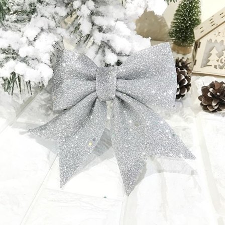 3 kpl Joulukuusijouset Glitter Bowknot SILVER