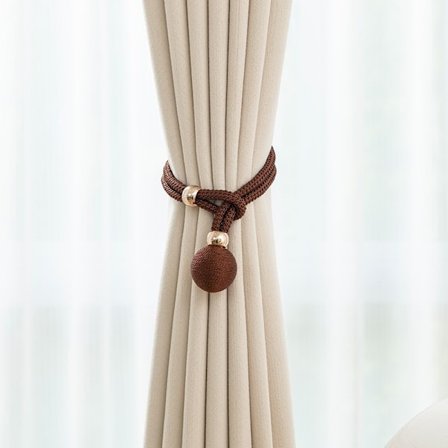 Set med 2 Dekorativa Boll Gardinomtag - Stilfulla Fönster Draperi Hållare DarkBrown