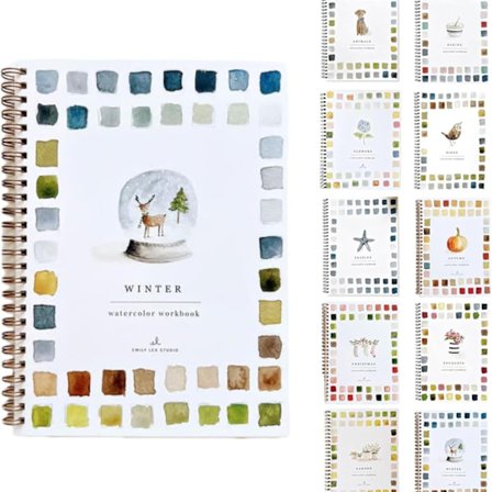 Akvarelliharjoituskirja, sopii aloittelijoille, 12 värin akvarellimaalisetti (sisältää siveltimet), askartelumaalaussarjan lahja