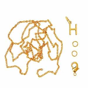 Me & My Box Gold H Pendant Set One Size - Stationery - One size - Gold - Junge - Jewelries & Jewel-case