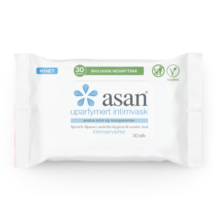 Asan Intimservietter uparfymert, 30 stk.