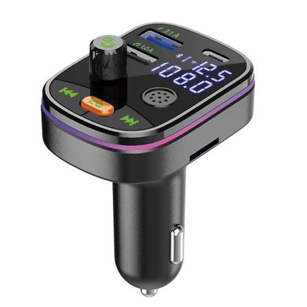 Langaton Bluetooth 5.0 Auton FM-l hetin Mp3 Stereo Musiikkisoitin Typ-c Kaksois USB -laturi Handsfree Auton Sarja Adapteri Tukee U-levy Tf-kortti