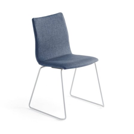 Conference chair OTTAWA, skid base, blue fabric, grey