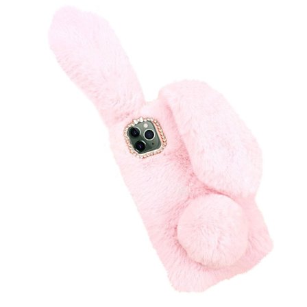 Fluffigt Kanin iPhone 11 Pro Max Skal - Rosa Pink Rosa Pink