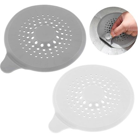 2-pack Silikon Hårfångare för Dusch och Diskbänk med Sugproppar