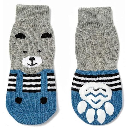 Antiskli sokker for hunder og katter - Beskytter kjæledyrpoter og innendørsgulv, med gummiputer, egnet for små eller store hunder og katter