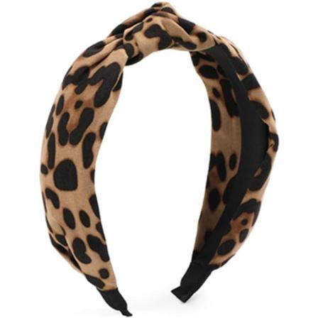 Leopardikuvioinen hiuspanta naisille ja tytöille - Leveä raitainen solmittu rusettipanta Gepardi hiuspanta hiusvanteet