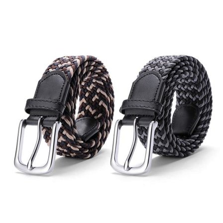 IC 2st flätat bälte Stretchbälte för män och kvinnor Flerfärgat Black Grey+Beige Coffee