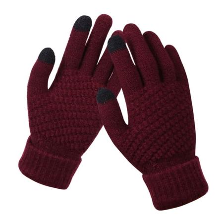 Winter Touch Gloves Naisten Lämmin Stretch Knit Rukkaset jäljitelmä W Wine red