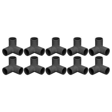 10 stk 3-veis rørdeler PVC Plast T-forbindelse Albuehjørnekontakt 25 mm Innvendig Diameter Svart