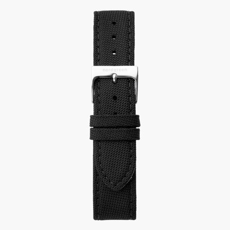 Recyceltes Polyester Armband Schwarz - Silber - 40mm