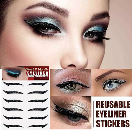 Självhäftande eyeliner-klistermärke Dubbel ögonlocksklistermärke Scenmakeup Ögonmakeup-klistermärke Svart