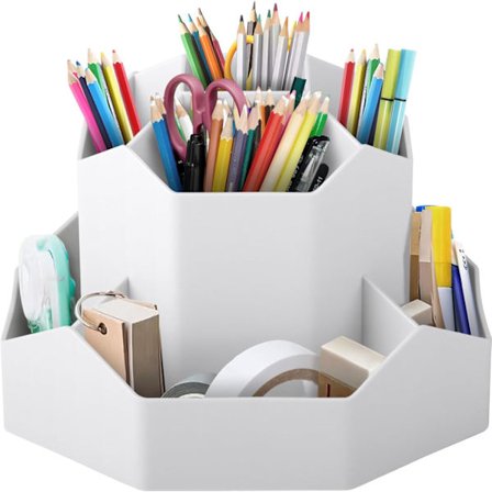 360° Roterbar Penholder, Multifunktionel Kontororganisator, Skrivebordsorganisator, 9 Rum, Stor Kapacitet, Egnet til Kontorskoleopbevaring