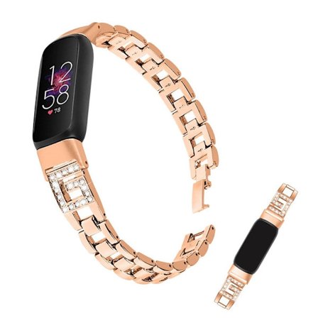 Fitbit Luxe G-shape strassarmband i legering - Roséguld