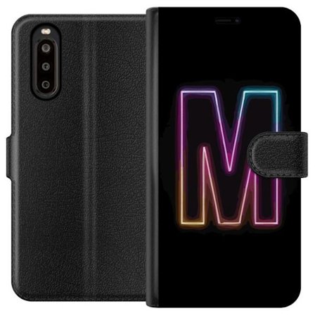 Yhteensopiva Lompakkokotelo Sony Sony Xperia 10 II Neonkirjain M värinvaihtuva valotehoste mustaa taustaa vasten, moderni minimalistinen typografia v