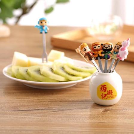 6 St/ Set Härlig Tecknad Djurfruktgafflar Snack Dessertgaffel