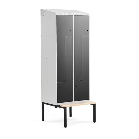 Plåtskåp med god ventilation och sluttande tak - 1900x800x550mm - Ljusgrå/Svart